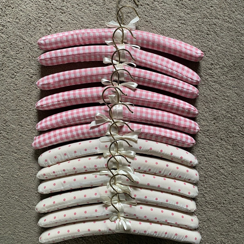 Pink and White Padded Hangers Set